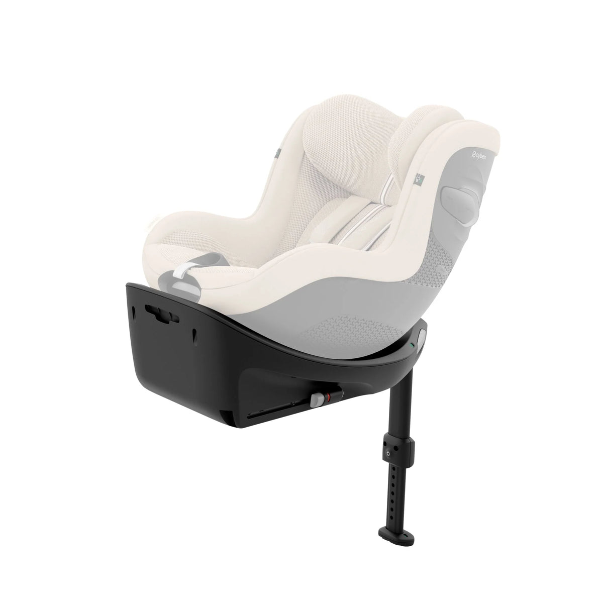 Cybex Base G3 black car seat base with light seat insert and support leg