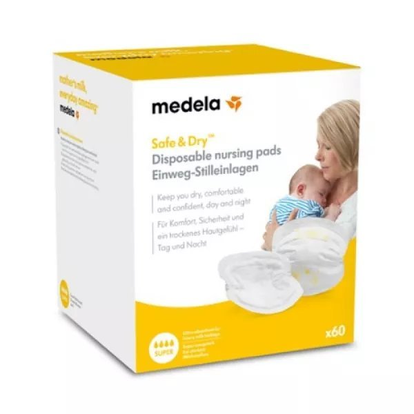 Disposable nursing pads box with medela branding, x60 pack