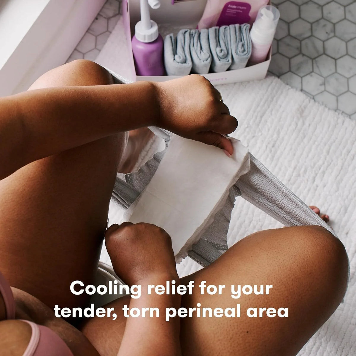 Perineal cooling pad liner applied for perineal support, white