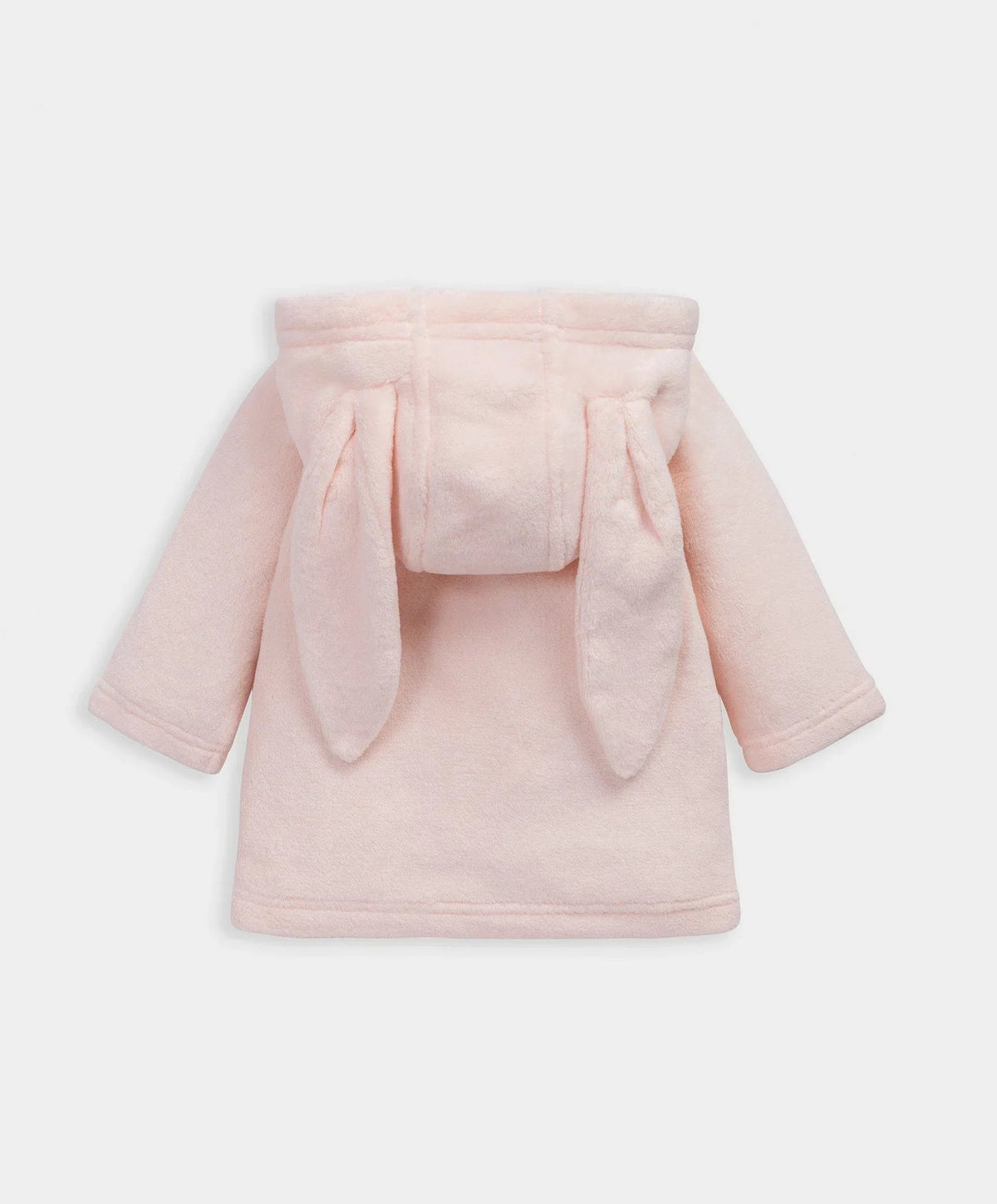 Bunny dressing gown in pale pink with hood and long ear-like flaps, tie belt