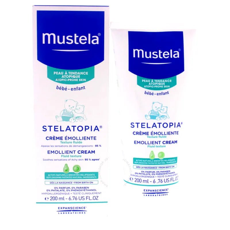 Mustela Stelatopia emollient skin cream boxes, 200 ml