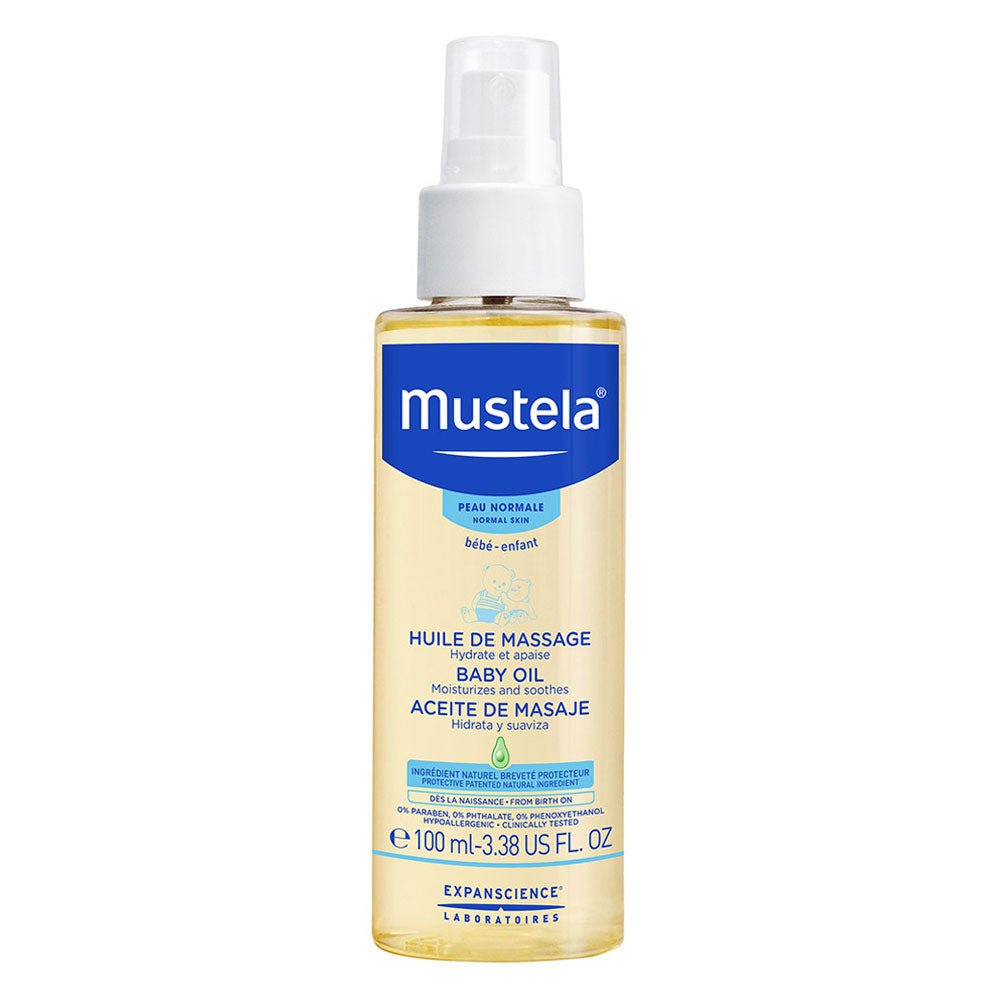 Mustela massage oil bottle with pump, for baby normal skin, 100 ml