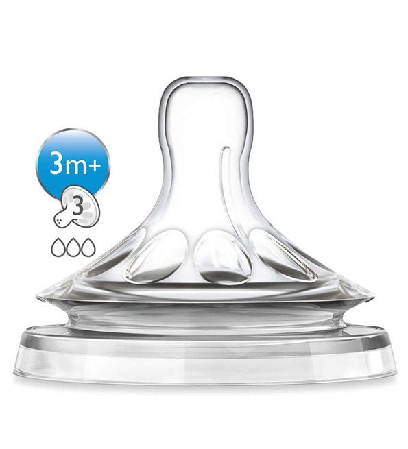 Natural baby bottle nipple with vented flow, 3m+
