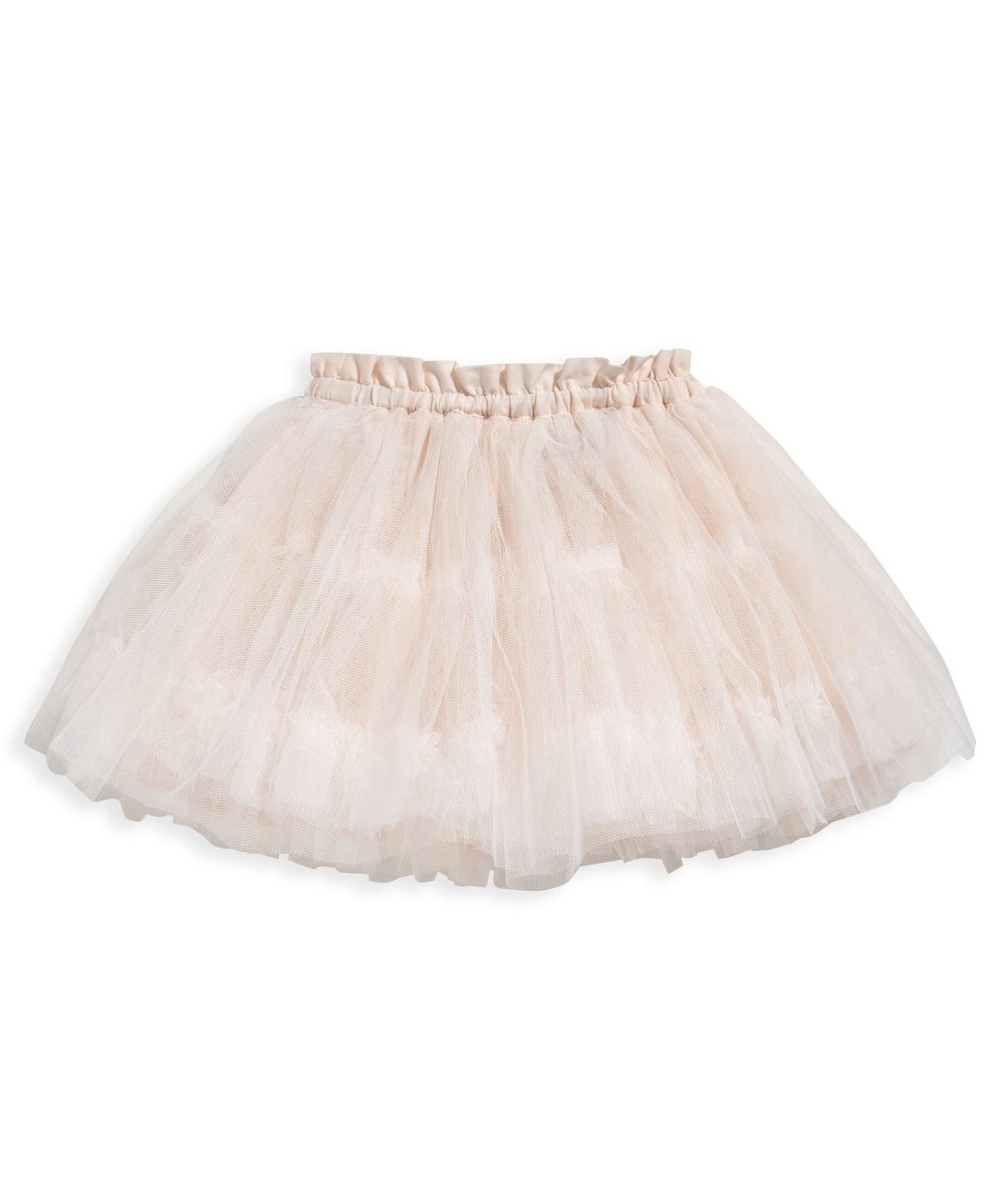 Light pink tulle tutu skirt, elastic waist and full A-line layered hem