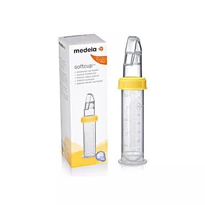 medela baby cup feeder with clear bottle and yellow lid
