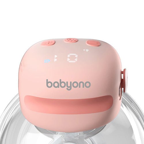 Light pink electronic breast pump motor with LED display and babyono logo
