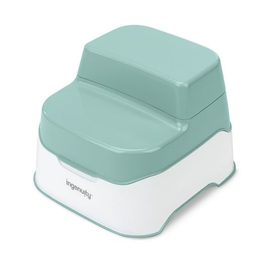 Turquoise 3-in-1 potty system with molded seat and white step base