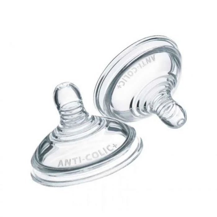 Anti-colic fast flow silicone teats, clear, 2-piece set