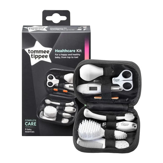 Healthcare kit with assorted grooming tools in a zipped black case