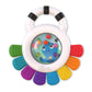 Octopus rattle and teether with colorful textured tentacles and light blue face