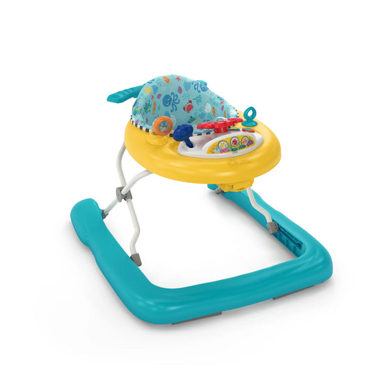 3-in-1 submarine baby walker, blue base, yellow activity tray with toys
