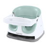 2-in-1 baby booster seat with white tray, mint green seat pad, and gray base