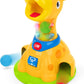 Yellow giraffe ball play toy with spinning base and colorful balls
