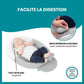 Anti-colic baby reducer with adjustable lower wedge supporting an infant, gray cover