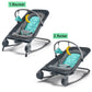 Gray 2-in-1 bouncer and rocker with teal seat pad and hanging toys