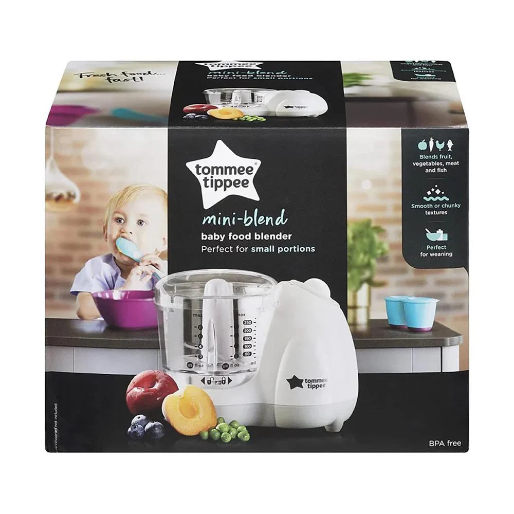 Boxed baby food blender with blending cup and measurement markings
