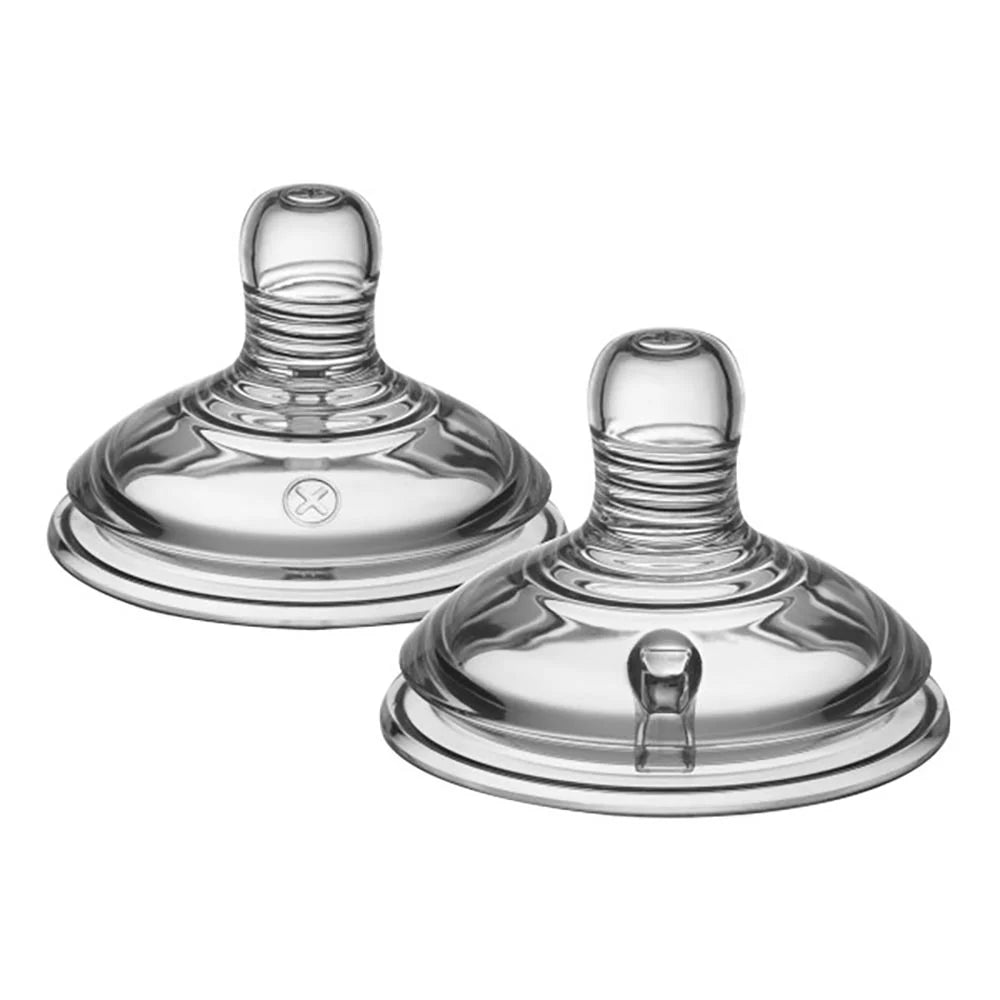 BPA-free clear silicone bottle teats with vent, two-piece set