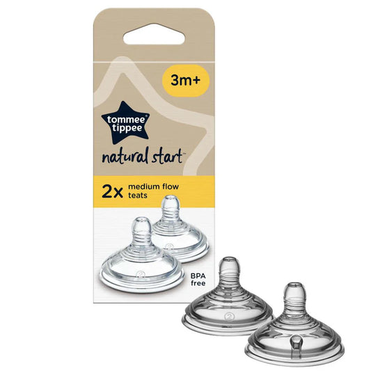 Tommee tippee Natural Start silicone teats, pack of 2, medium flow, 3m+