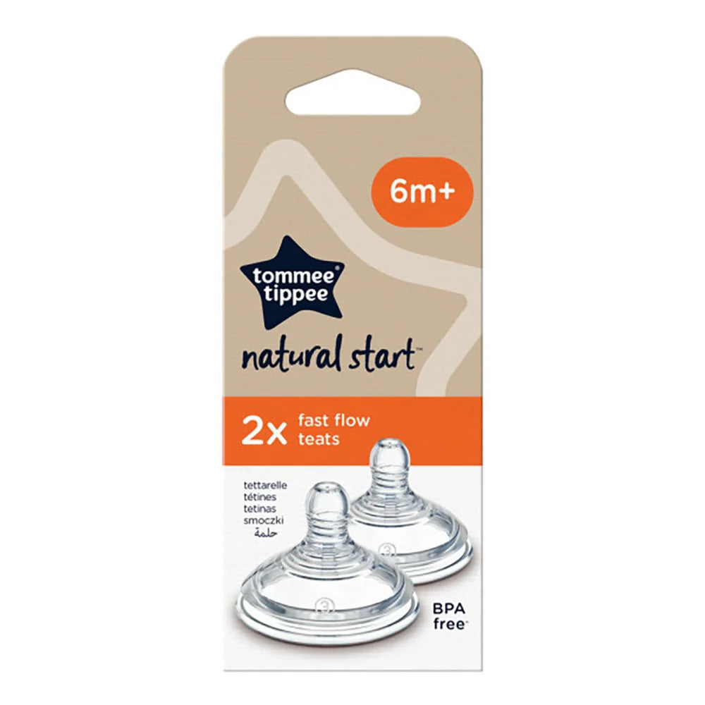 Natural Start baby bottle teats, 6m+, fast flow, 2 pack