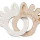 Silhouette rings teething toy in white and natural wood, interlocking ring shapes