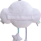 Plush cloud comfort toy with hanging star charms and fabric strap, light purple