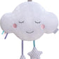 Plush cloud comfort toy with smiling face and hanging star charms, light purple