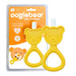 Yellow silicone teddy-bear 360° teether with white bristle tips and textured grip