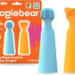 Baby silicone finger brush and tongue scraper, blue and orange, 2-piece set.