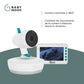 Yoo-Moov video baby monitor kit with rotating white camera and blue details