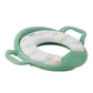 Comfort toilet reducer with handles, green rim and patterned padded seat