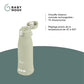 Sage green portable baby bottle warmer with top and charging ports, angled view