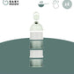 Baby dosing box kit with mint-and-white funnel and stacked cup inserts