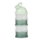 Baby dosing box with mint and white stackable measuring cups and lid
