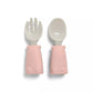 Baby feeding set cutlery: silicone fork and spoon in light pink