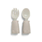 Baby feeding set cutlery: silicone fork and spoon in light gray
