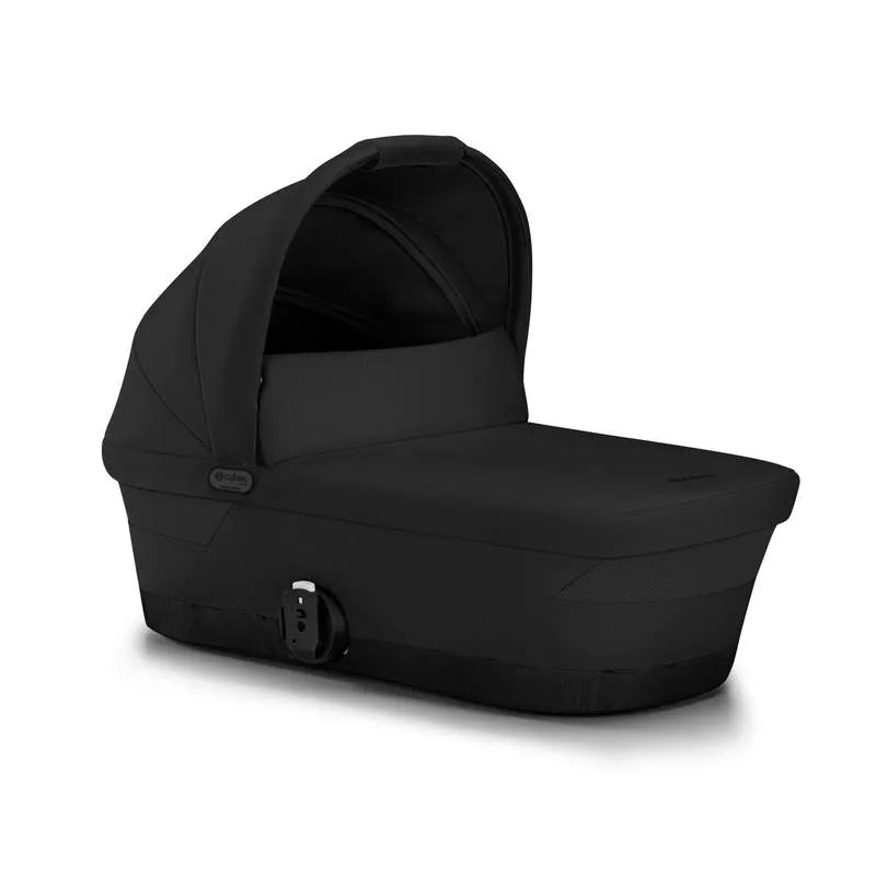 Gazelle S Moon black bassinet with hood and padded carry basket