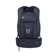 Dark blue baby carrier backpack with mesh panel, front flap, and CY BEX logo