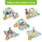 Foldable 5-in-1 baby play mat with activity arch, ball pit, and hanging toys