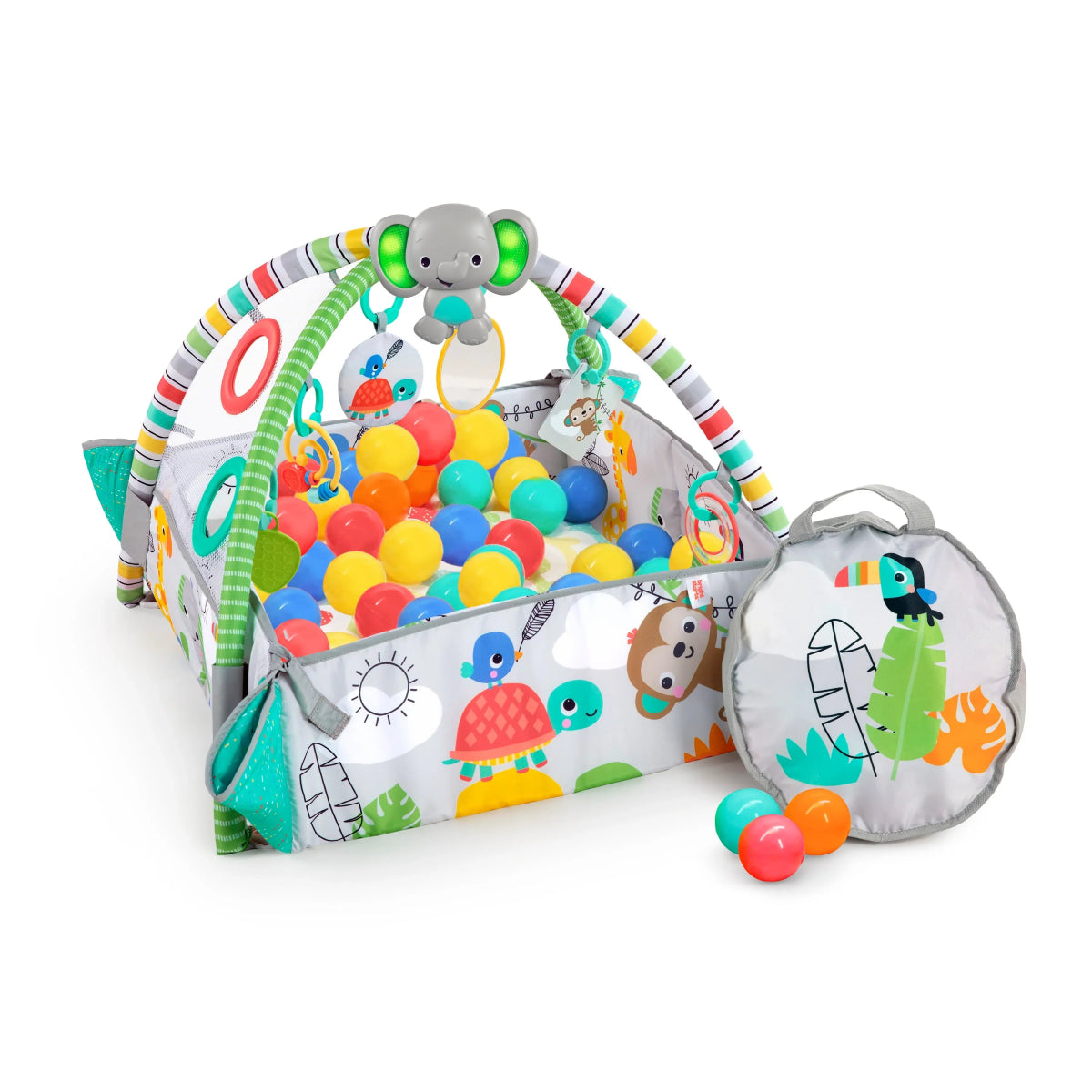 Baby activity gym ball pit set with colorful balls and animal play arch