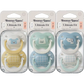 Tommee Tippee Ultimate Fit baby pacifier pack, assorted yellow and blue with cute icons