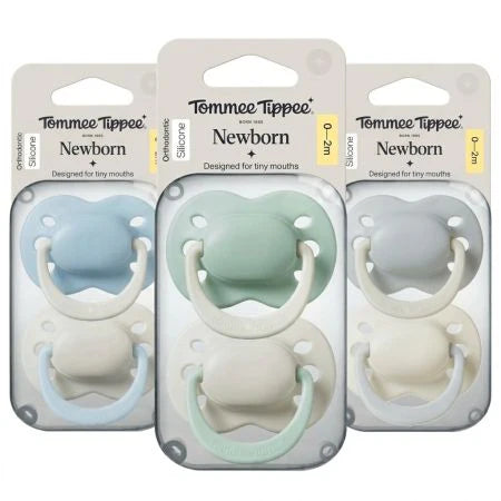 Tommee Tippee newborn pacifier set of 2, assorted blue and white