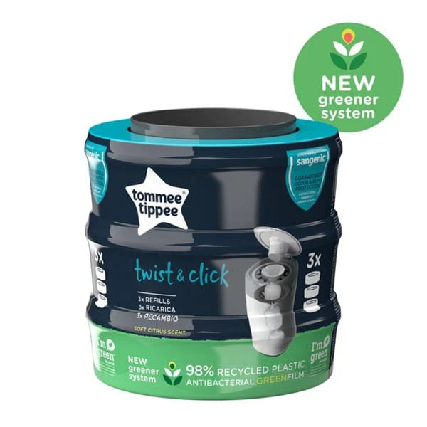 Diaper disposal bin refill cartridges, 3-pack for Tommee Tippee Twist & Click