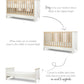Cot diagram illustrating adjustable positions, with wood slats and white frame