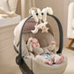 Spiral activity toy mounted on baby seat, with hanging star and duck plush