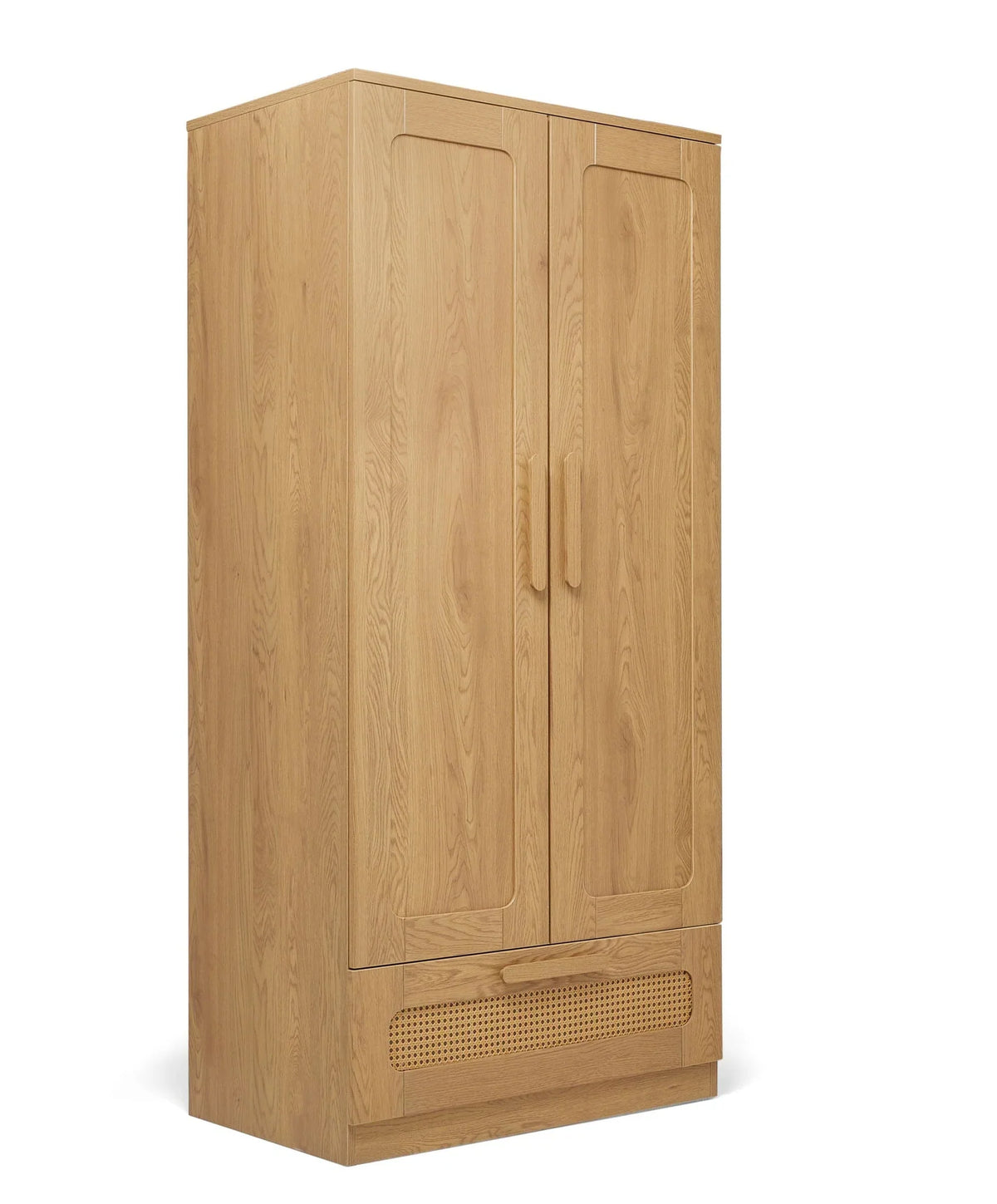 Rattan-style wardrobe with two doors and vented front panel