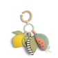 Fruit plush activity toy with link ring and striped leaf, watermelon and lime