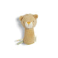 Lion mini rattle plush standing, tan fabric with white muzzle and yellow nose patch