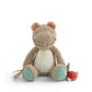 Plush activity toy hippo sitting upright, textured beige fur with mint feet