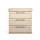 Hampden dresser changer in cream with three drawers and long metal bar pulls