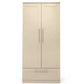 Cream cashmere wardrobe, two doors with vertical panels, long handles